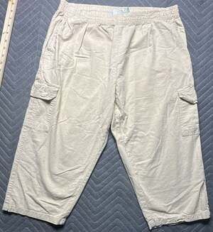 Collections Etc. Women's Cotton Elastic Waist Cargo Crop Pants Large 100% cotton